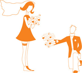 vector illustration of bride and groom 