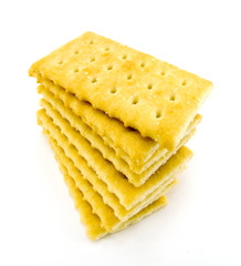 Pile of crackers isolated on white background.