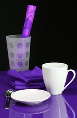 A contemporary table for entertaining in purple