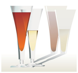 red and white wine