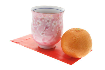 Mandarin, Teacup and Red Packet
