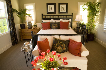Spacious bedroom and lounge area.