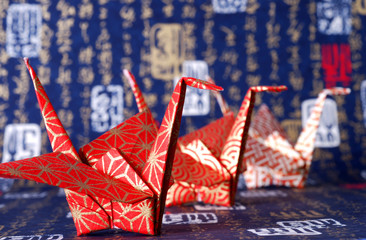 Trio of Japanese Peace Cranes