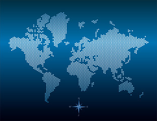 Vector dotted world map - Blue Background Illustration