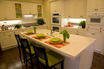 Luxury kitchen with a breakfast counter.