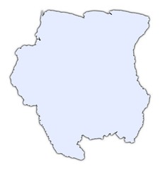 Suriname light blue map with shadow