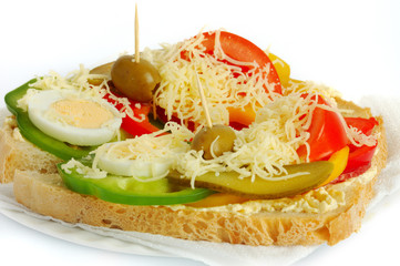 The sandwich on the white background