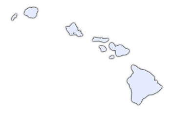 Hawai light blue map with shadow