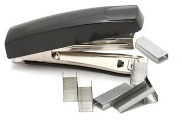 object on white - office tool black stapler