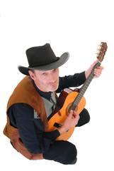 Fototapeta na wymiar Middle aged country and western singer