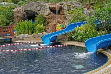 slide and swimming pool at the seasides