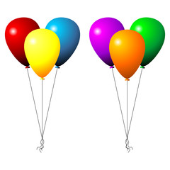 Two sets of party balloons isolated over white background