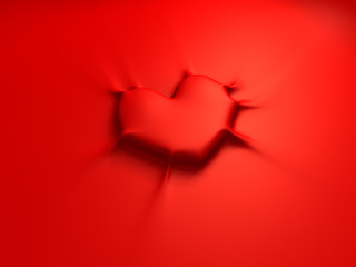 Rendered red heart on red background