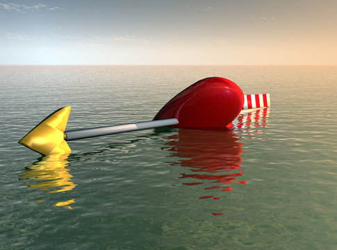 corazon flotando en mar 2