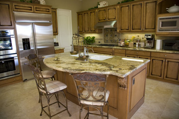 Luxury kitchen with a modern island.