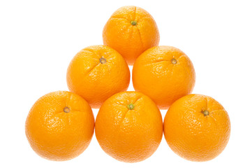 Six juicy oranges top view