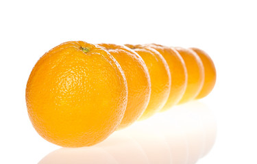 Six oranges in a row