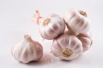 Garlics over a white background