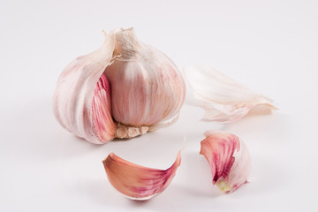 Garlics over a white background