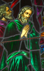 Obraz premium Stained glass window prayer circa 1870-1900 