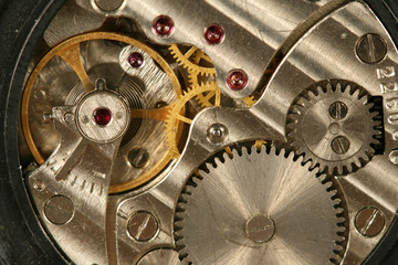 clockworks device engine gears close up