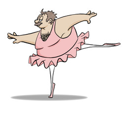 A rather burly ballarina, a dude in a tutu...a scarty sight.
