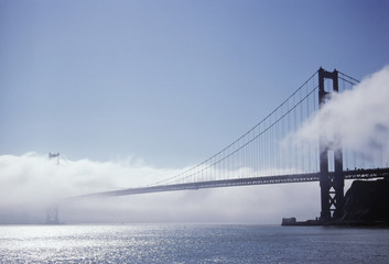 Fog rolls over the Golden Gate Bridge in San Francisco