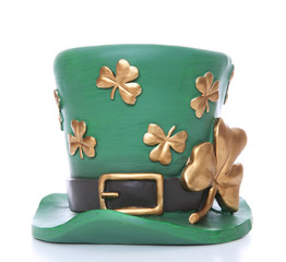 A Saint Patrick Day hat over a white background
