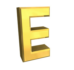 gold 3d letter E