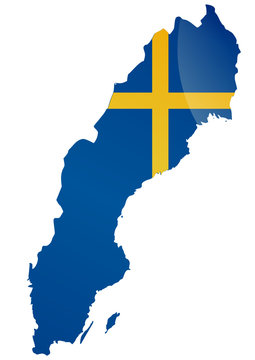 Carte de la Suède (Drapeau métal)