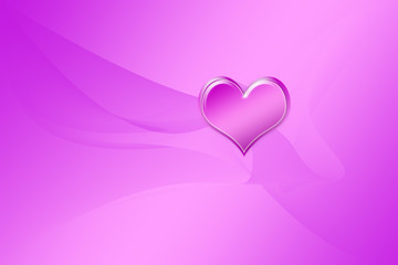 Glossy heart on violet abstract background