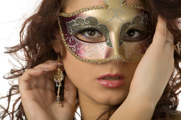 beautiful woman in the masquerade mask close-up portrait
