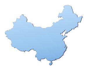 China map filled with light blue gradient