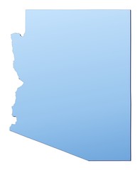Arizona(USA) map filled with light blue gradient
