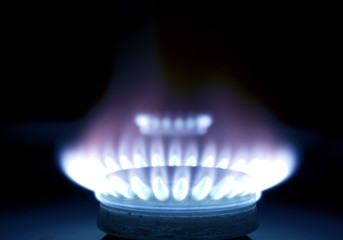 Blue flames of gas 