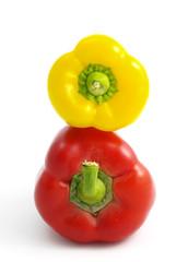 yellow pepper on top of red pepper
