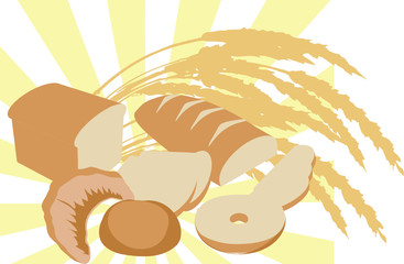 Illustration of an abundance of bread and harvest