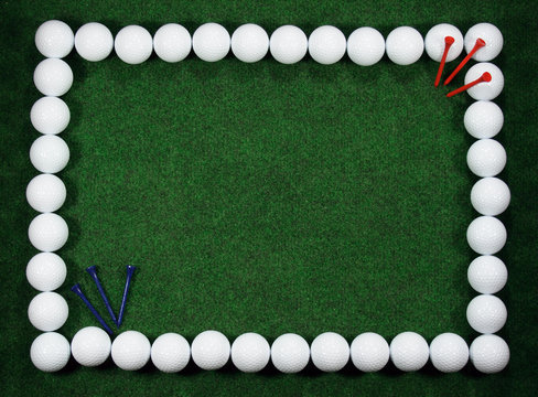 Golf frame with message area, golfballs and pegs.
