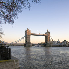 Fototapeta na wymiar View of Tower Bridge from the West, across the River Thames