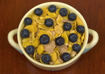 Organic healthy cereal with blueberries