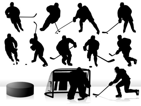 Vector Hockey Team Players Silhouettes - Sport illustration 