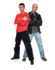 Two young persons on a white background