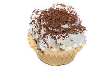 icecream covered with chocolate crumb isolated on white