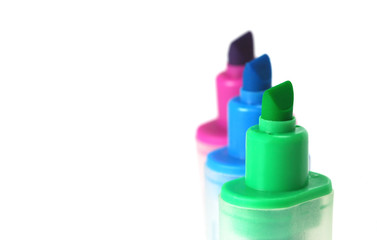 fluorescent marker pens on white