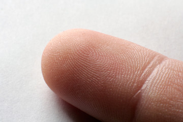 Human finger macro. With clipping path.