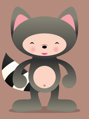 cute raccoon vector manga illustration! Easy to pose or edit