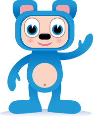 cute blue animal body suit character vector illustration