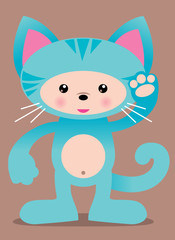 cute blue kitty cat vector illustration - easy to edit!