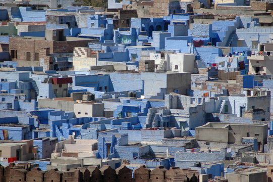 maisons bleues &agrave; jodhpur en Inde