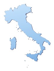 Italy map filled with light blue gradient